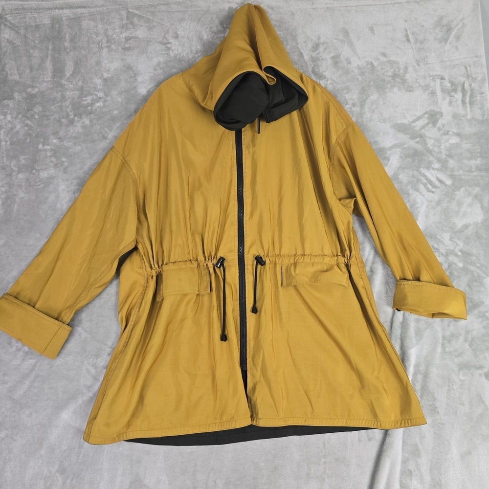 MYCRA PAC Full Zip Reversible Raincoat Jacket M/L Yellow Black Hooded Travel